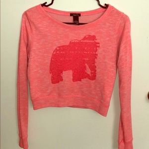 Pink Long Sleeve Crop Top